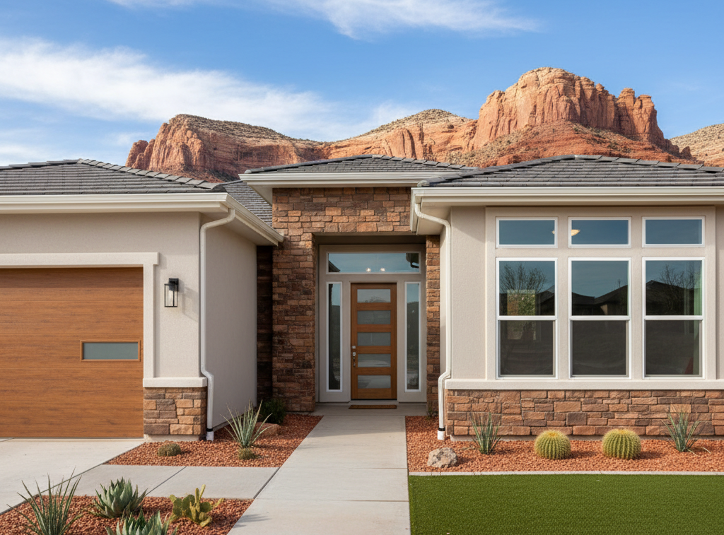 a house with a white window
