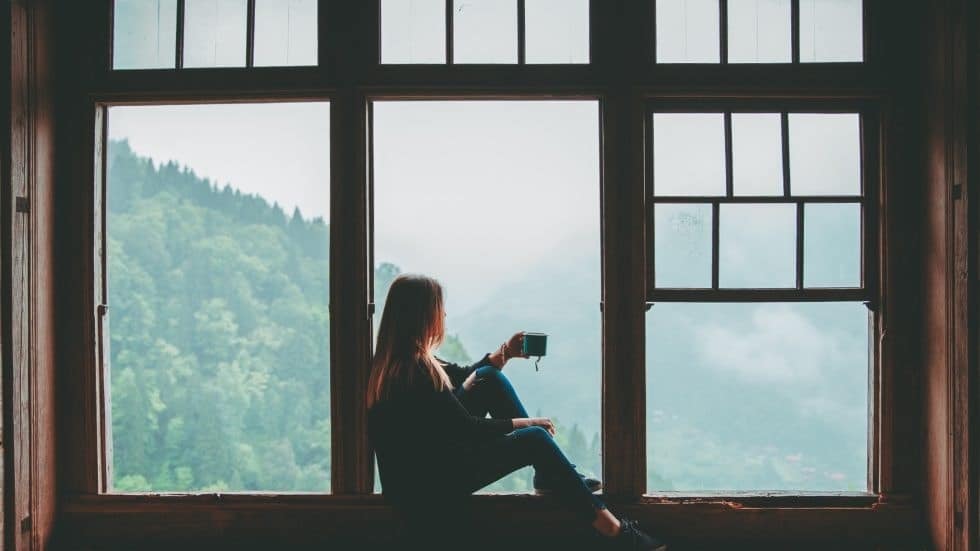 Bright, energy-efficient window with scenic mountain landscape.