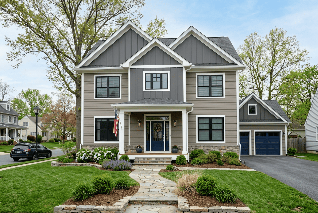 Beautiful modern house with large windows and a well-maintained lawn.